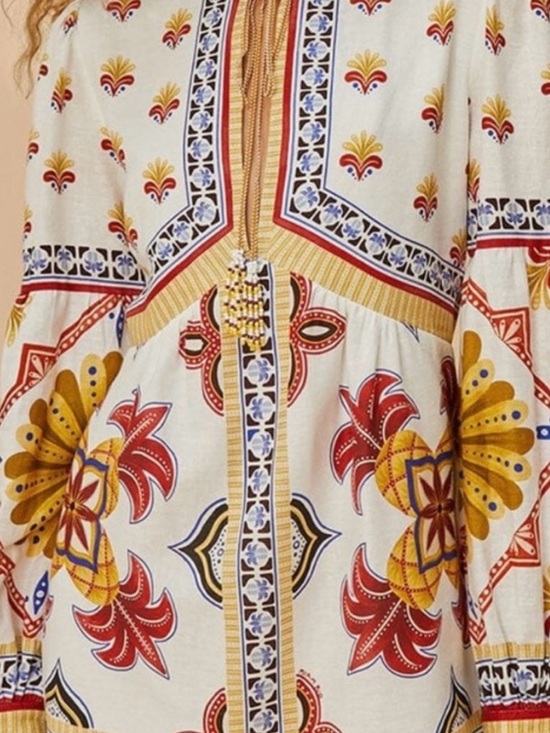 FARM Rio Dresses & Skirts - FARM Rio Cream Midi Dress with Red and Yellow Floral Print